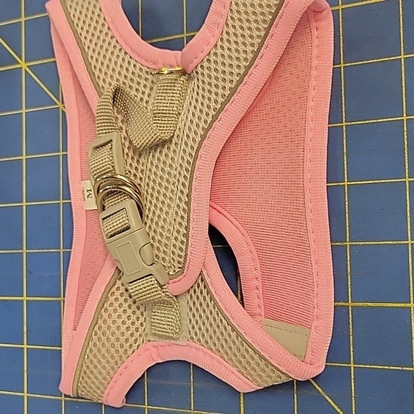 Pink & Gray Mesh Pet Buckle & Velcro Harness 12"/13" Around 6" Length - Picture 2 of 11